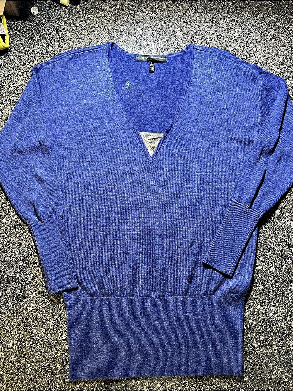 White House Black Market Chain Detail Pullover Sweater Blue Small